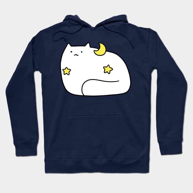 Stars and Moon White cat Hoodie by saradaboru